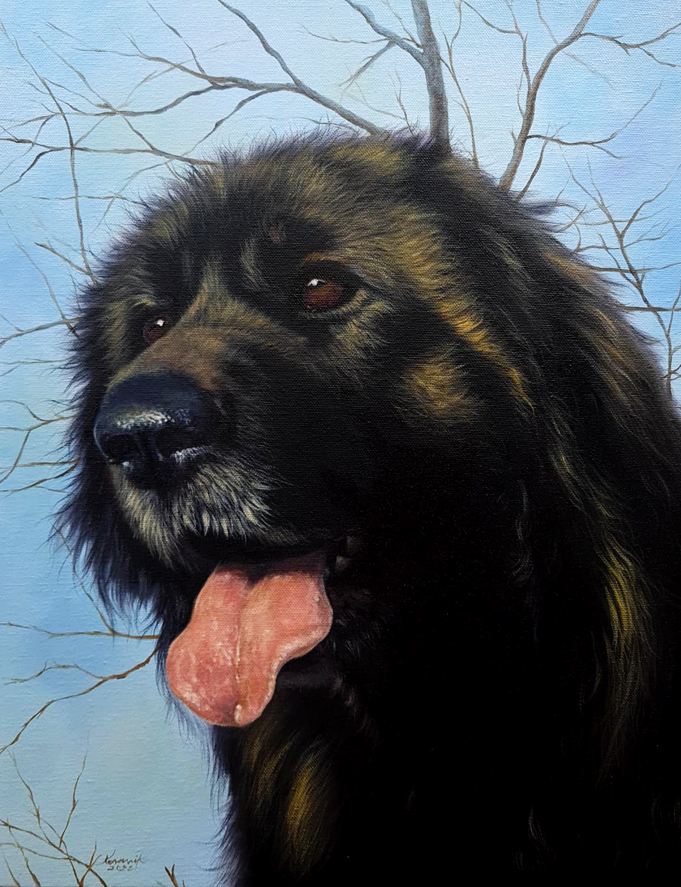 Maleri af hunden Coco